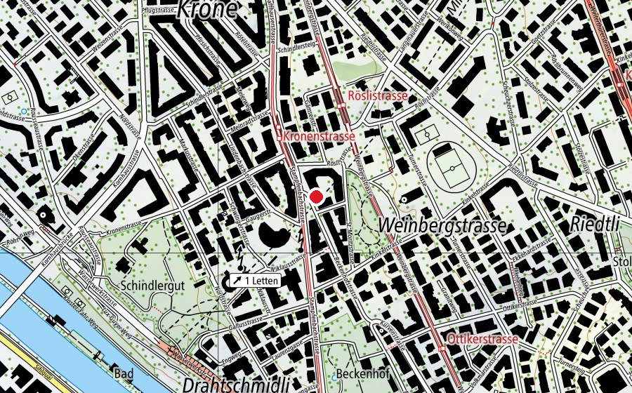 Map showing the location of Pilatesfabrik (Fitness centre)