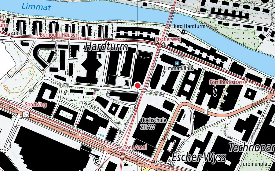 Map showing the location of Puregym Zürich West (Fitness centre)