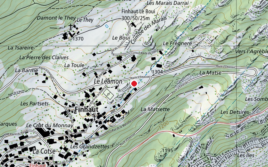 Map showing the location of Salle de grimpe bloc (Fitness centre)
