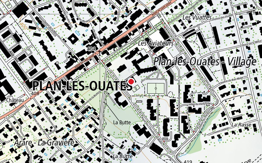 Karte mit dem Standort von salle de gym de Plan-les-Ouates (Fitnesscenter)