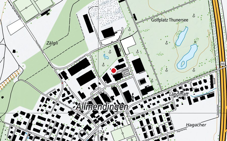Carte indiquant l’emplacement de self-fitness.ch AG (Thun-Allmendingen) (Salle de fitness)