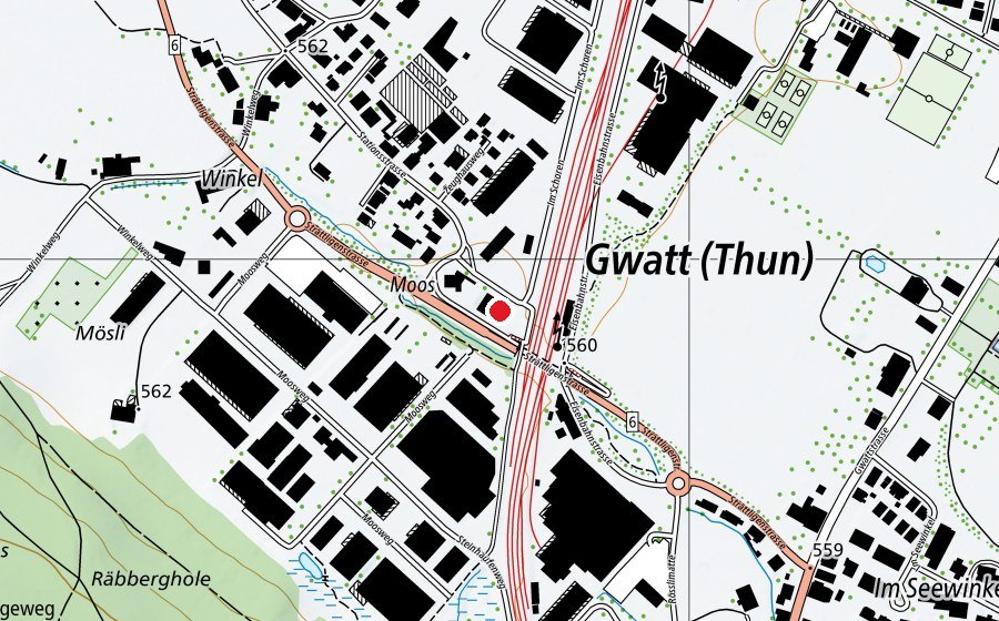 Map showing the location of Self Fitness (Gwatt-Thun) (Fitness centre)