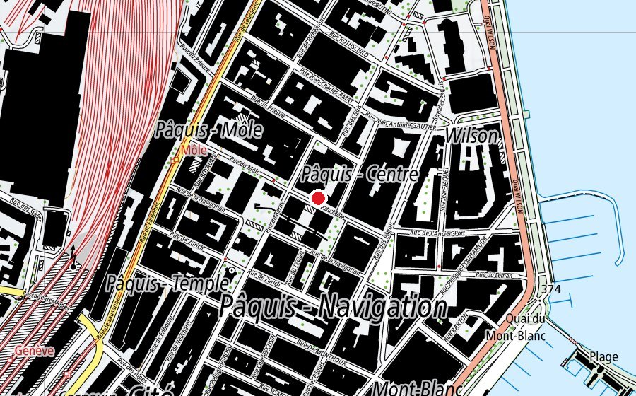 Carte indiquant l’emplacement de Studio GVA (Salle de fitness)