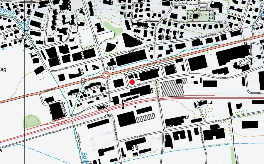 Map showing the location of update Fitness Bellach (Fitness centre)