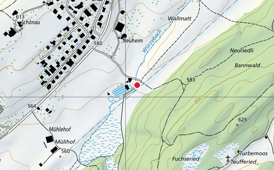 Mappa con la posizione di Vitaparcours Udligenswil (Centro fitness)