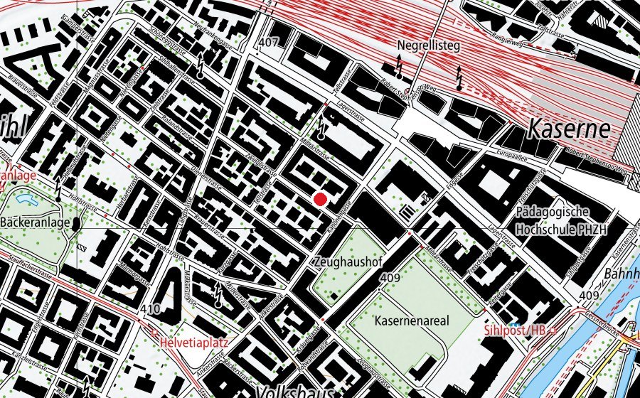 Mappa con la posizione di yoga studio zürich (Centro fitness)