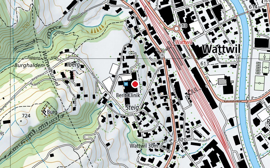 Carte indiquant l’emplacement de Yoga Wattwil (Salle de fitness)
