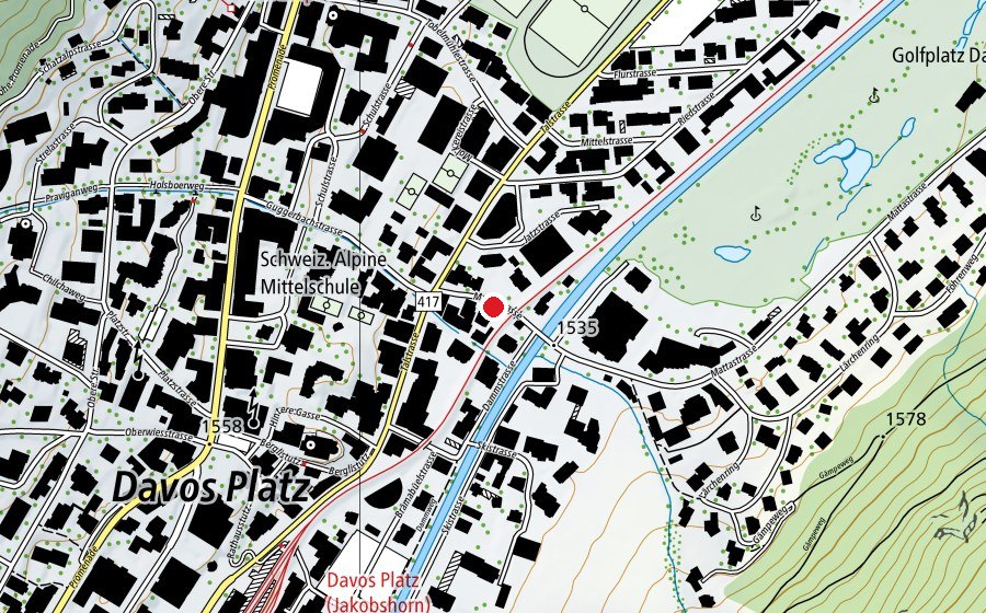 Carte indiquant l’emplacement de yogaplaza Davos (Salle de fitness)