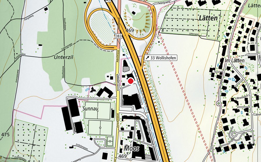 Carte indiquant l’emplacement de ZüriFit (Salle de fitness)