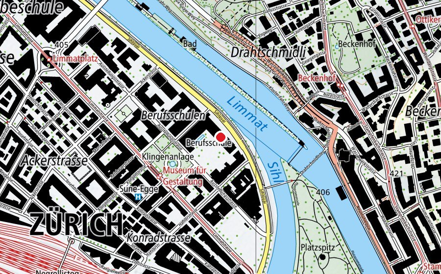 Karte mit dem Standort von ABZ - Allgemeine Berufsschule Zürich (Hochschule)