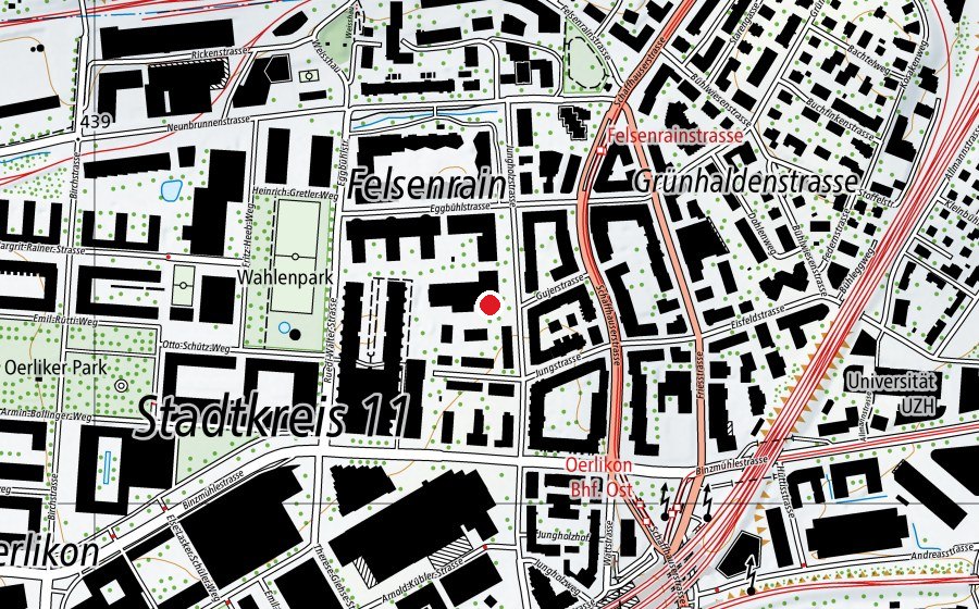 Karte mit dem Standort von AKAD Business Zürich (Hochschule)
