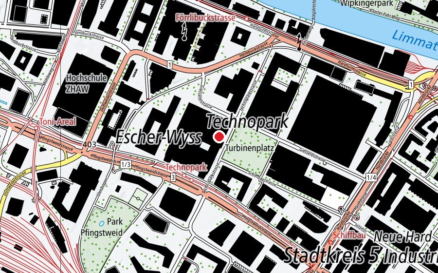 Mappa con la posizione di ALN Strickhof Technopark (Scuola universitaria)