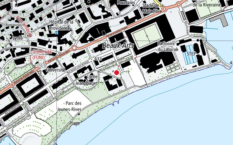 Carte indiquant l’emplacement de Aula des Jeunes Rives (Haute école)