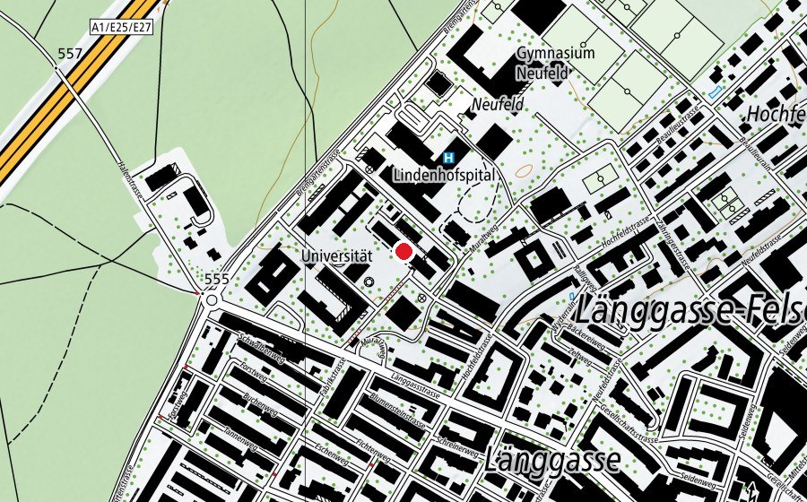 Map showing the location of Bakteriologie, Pathologie (University)