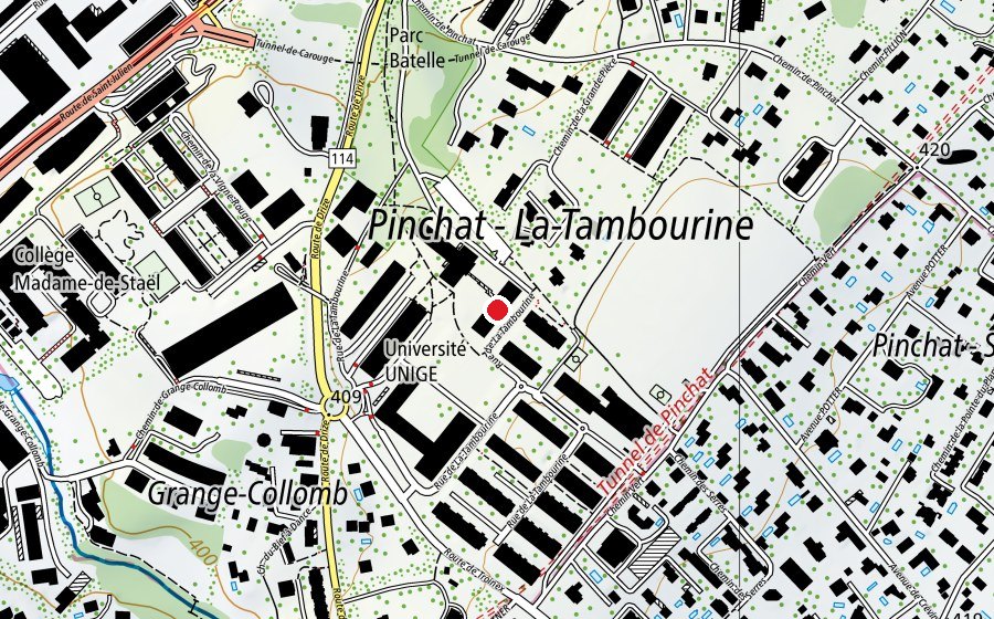 Map showing the location of Battelle Bâtiment D (University)