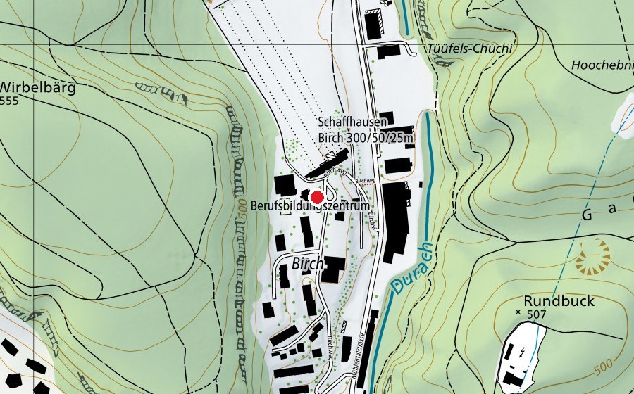 Mappa con la posizione di BBZ Schaffhausen, Birch (Scuola universitaria)