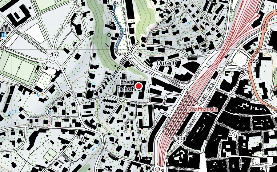 Map showing the location of BBZ Schaffhausen (University)