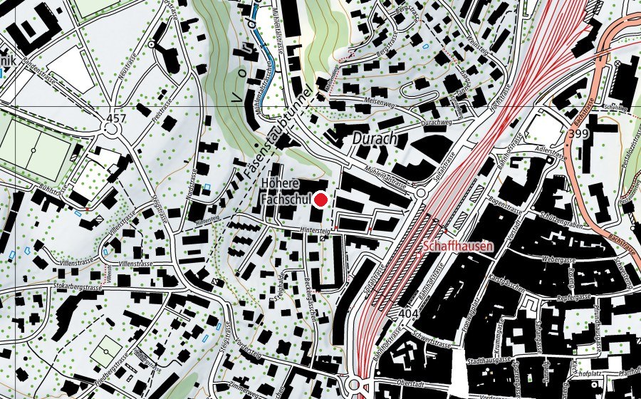 Mappa con la posizione di BBZ Schaffhausen, Zentrum (Scuola universitaria)