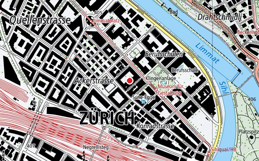 Carte indiquant l’emplacement de BBZ - Schulhaus Reishauerstrasse 2 (Haute école)