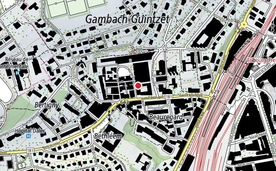 Map showing the location of Beauregard 13 (University)