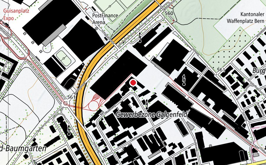 Mappa con la posizione di Berner Fachhochschule - Hochschule der Künste - Musik/Tanz (Scuola universitaria)