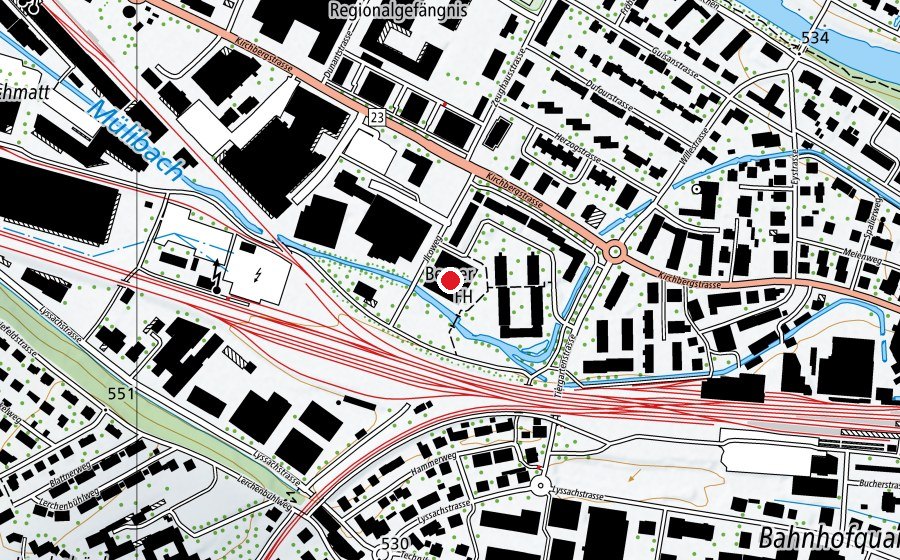 Carte indiquant l’emplacement de Berner Fachhochschule Technik und Informatik (Haute école)