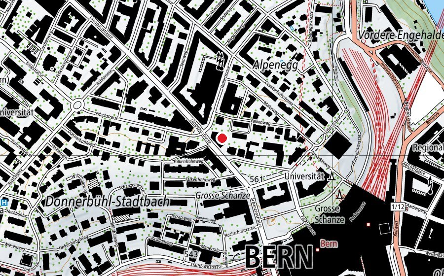 Carte indiquant l’emplacement de Berner Fachhochscule BFH (Haute école)