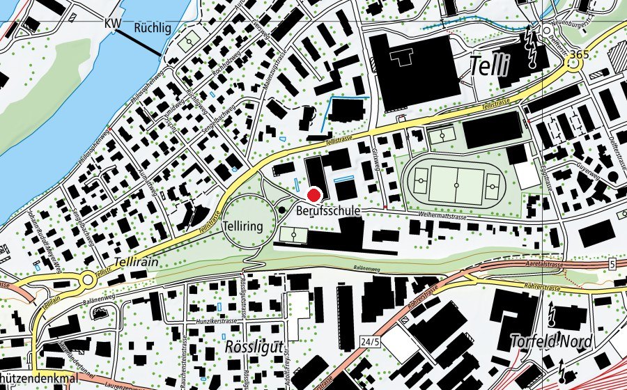Mappa con la posizione di Berufsschule Aarau (Scuola universitaria)