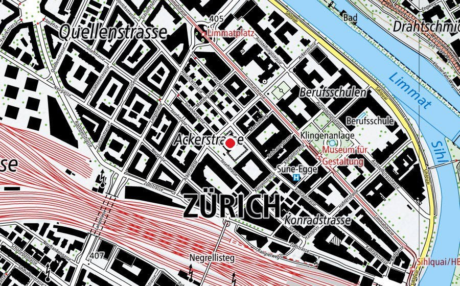 Map showing the location of Berufsschule Mode und Gestaltung (University)