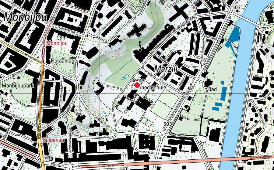 Carte indiquant l’emplacement de BFH Wirtschaft (Haute école)