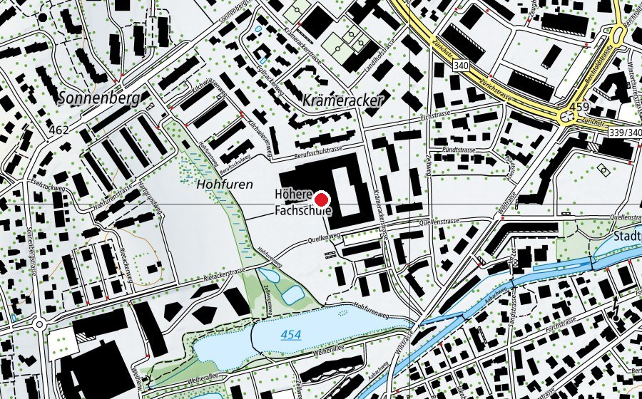 Map showing the location of Bildungszentrum Uster BZU (University)
