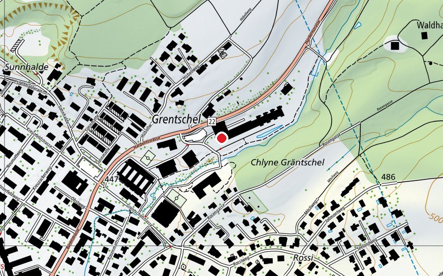 Map showing the location of Bildungszentrum Wald (University)