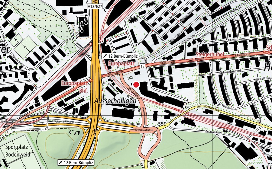Mappa con la posizione di BZ Pflege / Berner Bildungszentrum Pflege (Scuola universitaria)
