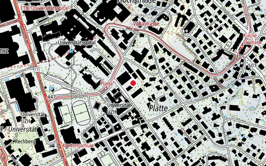 Carte indiquant l’emplacement de Careum Campus (Haute école)
