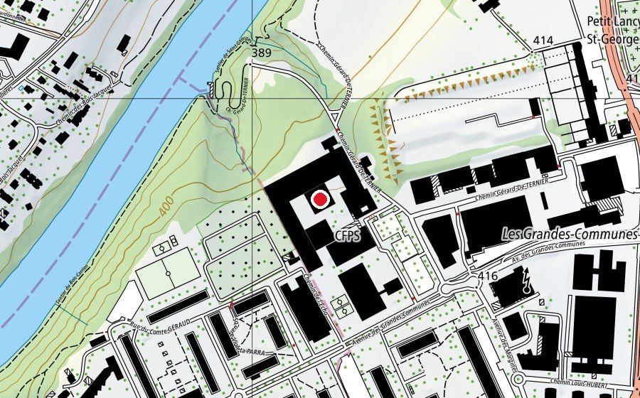 Carte indiquant l’emplacement de CFPT (Haute école)