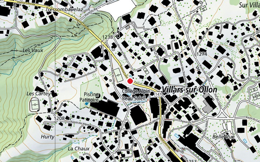 Map showing the location of Collège Alpin Beau Soleil (University)