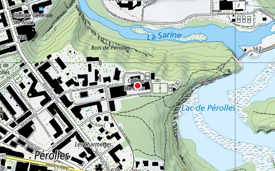 Carte indiquant l’emplacement de Collège Sainte-Croix (Haute école)
