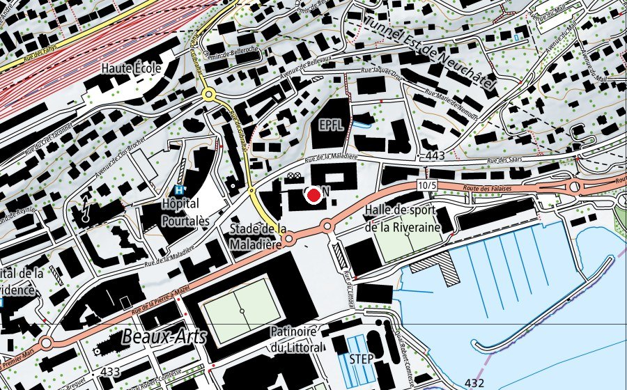 Mappa con la posizione di CPNE - Centre de formation professionnelle neuchâtelois (Maladière) (Scuola universitaria)