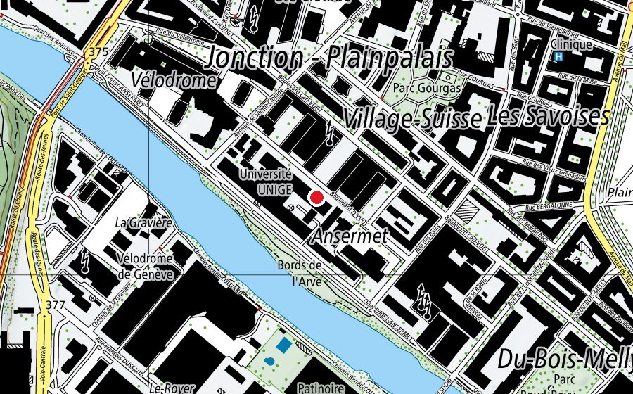 Map showing the location of Département de Génétique & Evolution (GenEV) (University)