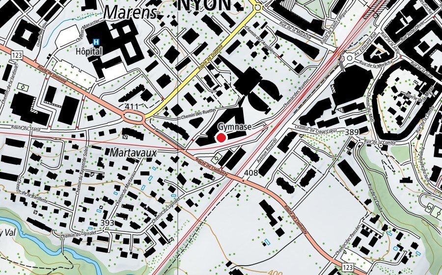 Karte mit dem Standort von École professionnelle commerciale de Nyon (EPCN) (Hochschule)
