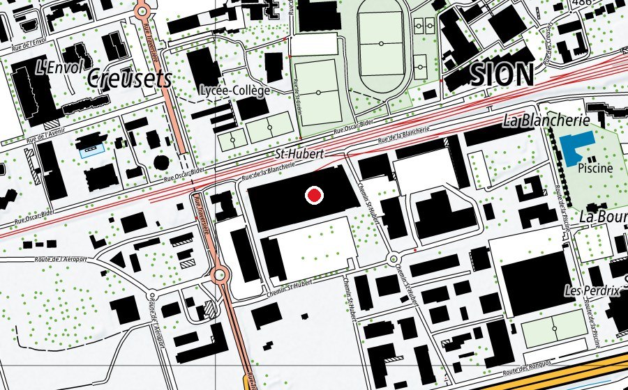 Map showing the location of Ecole Professionnelle Technique de Sion (University)