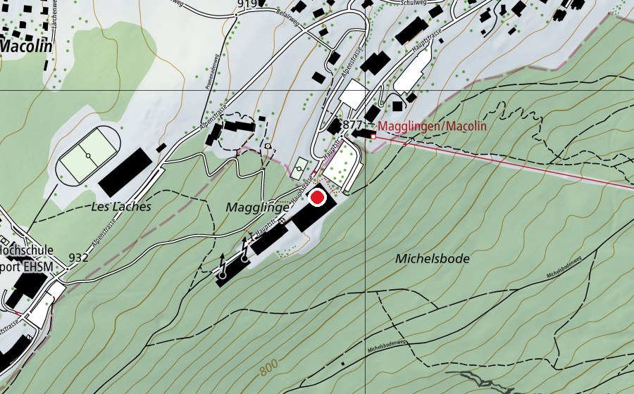Map showing the location of Eidgenössische Hochschule für Sport Magglingen EHSM (University)