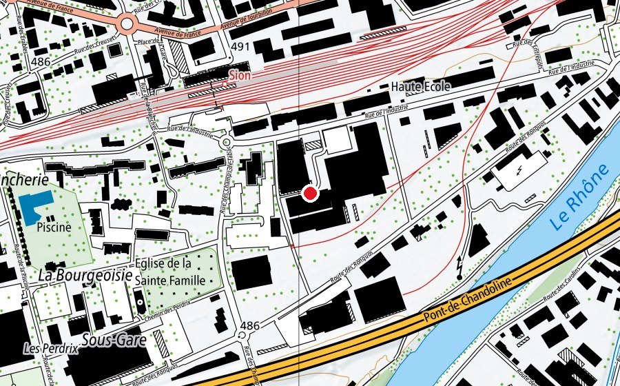 Mappa con la posizione di EPFL Valais Wallis (Scuola universitaria)
