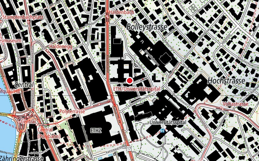 Map showing the location of ETH Zürich, Zentrum (University)