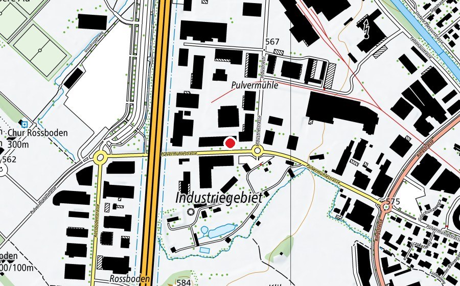 Karte mit dem Standort von Fachhochschule Graubünden, Standort C (Hochschule)