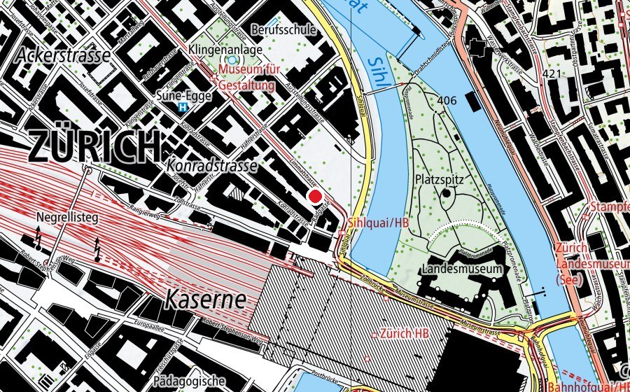 Karte mit dem Standort von Fachhochschule Graubünden University of Applied Sciences (Hochschule)