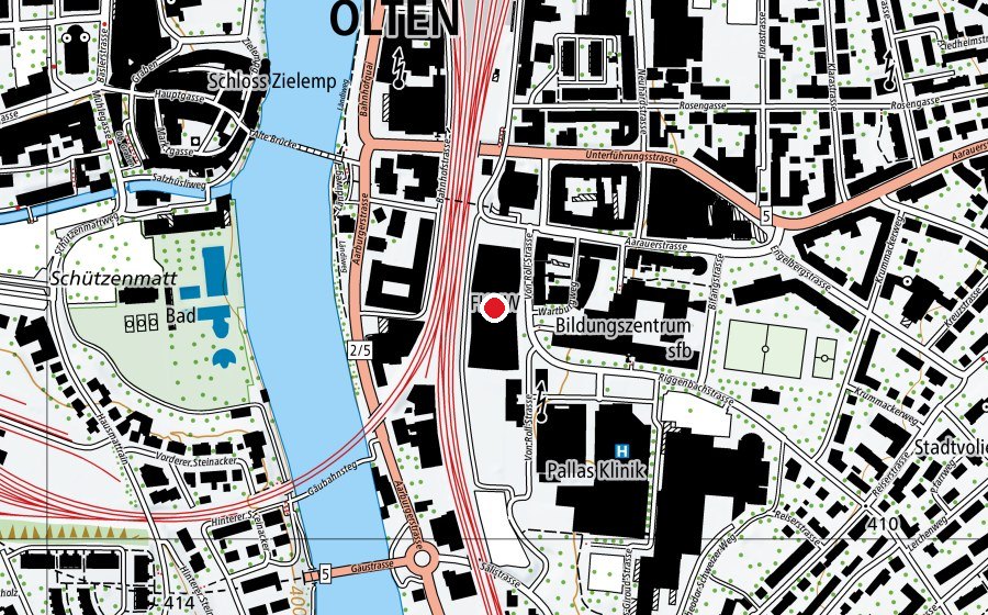 Map showing the location of Fachhochschule Nordwestschweiz FHNW (Gebäude 4) (University)