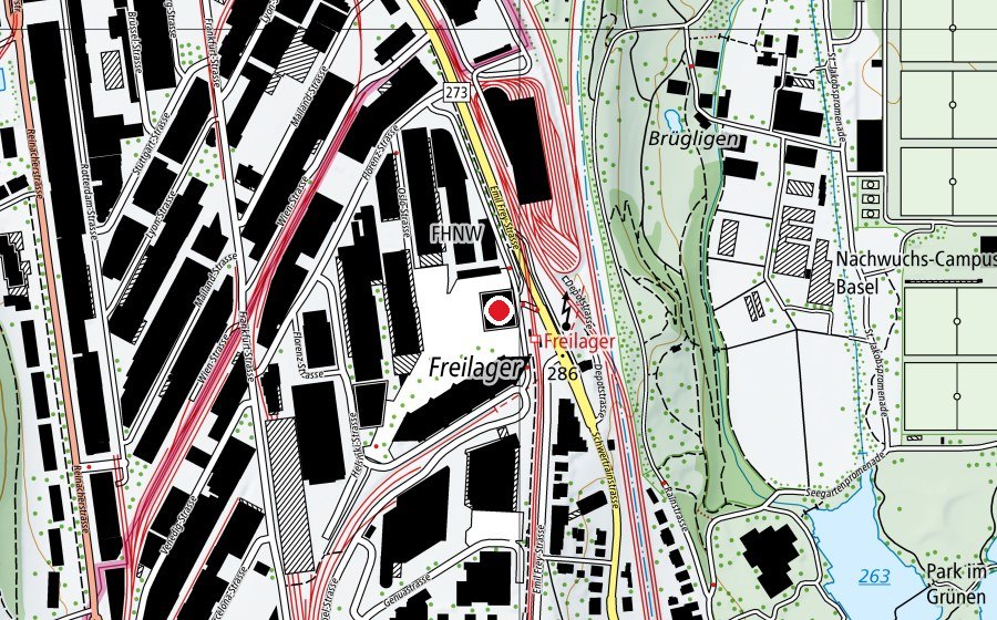 Map showing the location of FHNW Hochschule für Gestaltung und Kunst (University)
