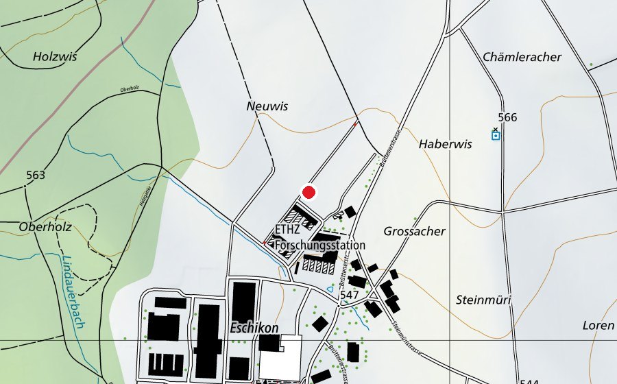 Map showing the location of Forschungsstation des Institutes für Agrarwissenschaften der ETH Zürich (University)