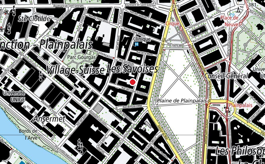 Carte indiquant l’emplacement de Global Studies Institute (UNIGE) (Haute école)